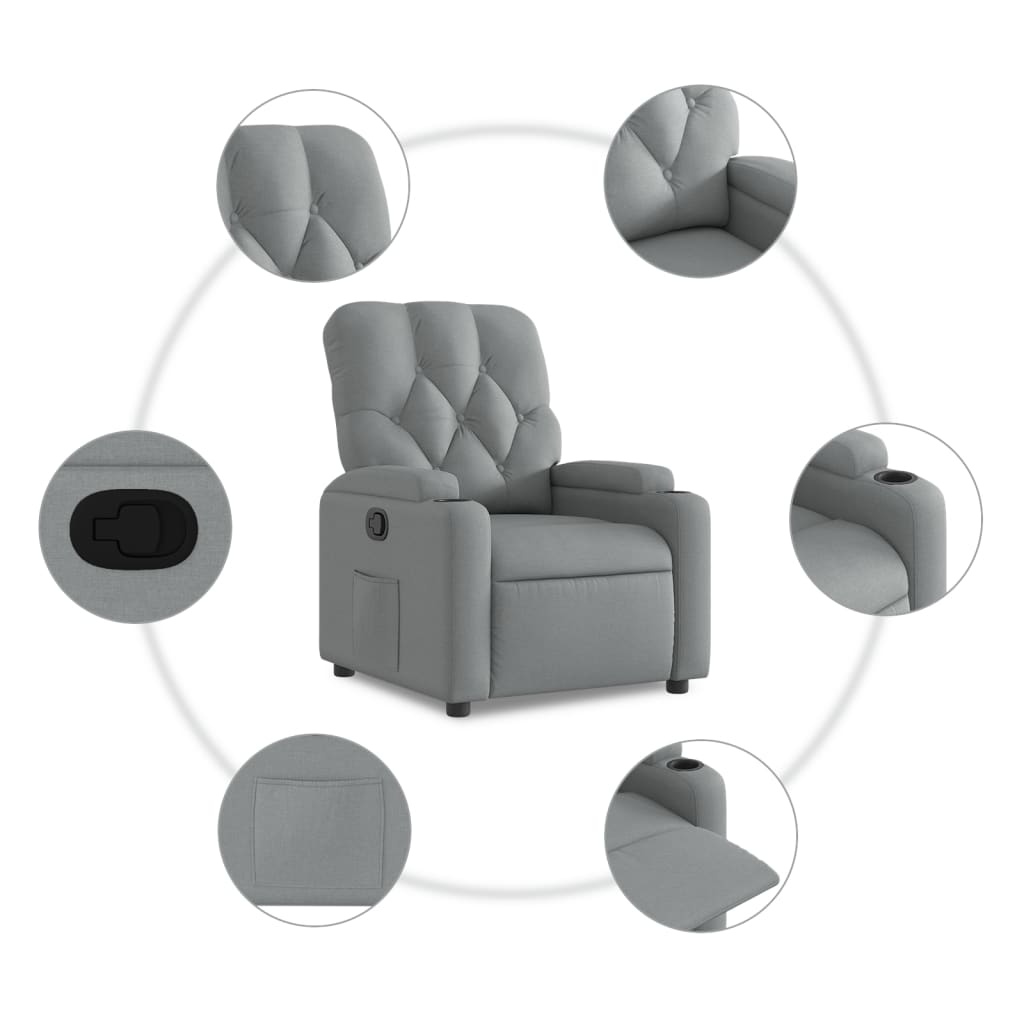 Fauteuil verstelbaar stof lichtgrijs