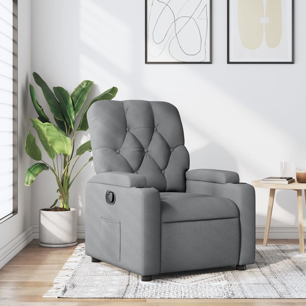 Fauteuil verstelbaar stof lichtgrijs