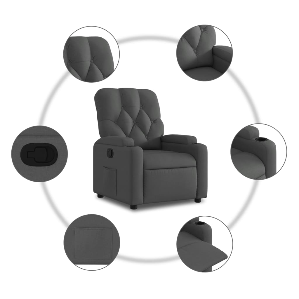 Relaxfauteuil Donkergrijze Stof 1