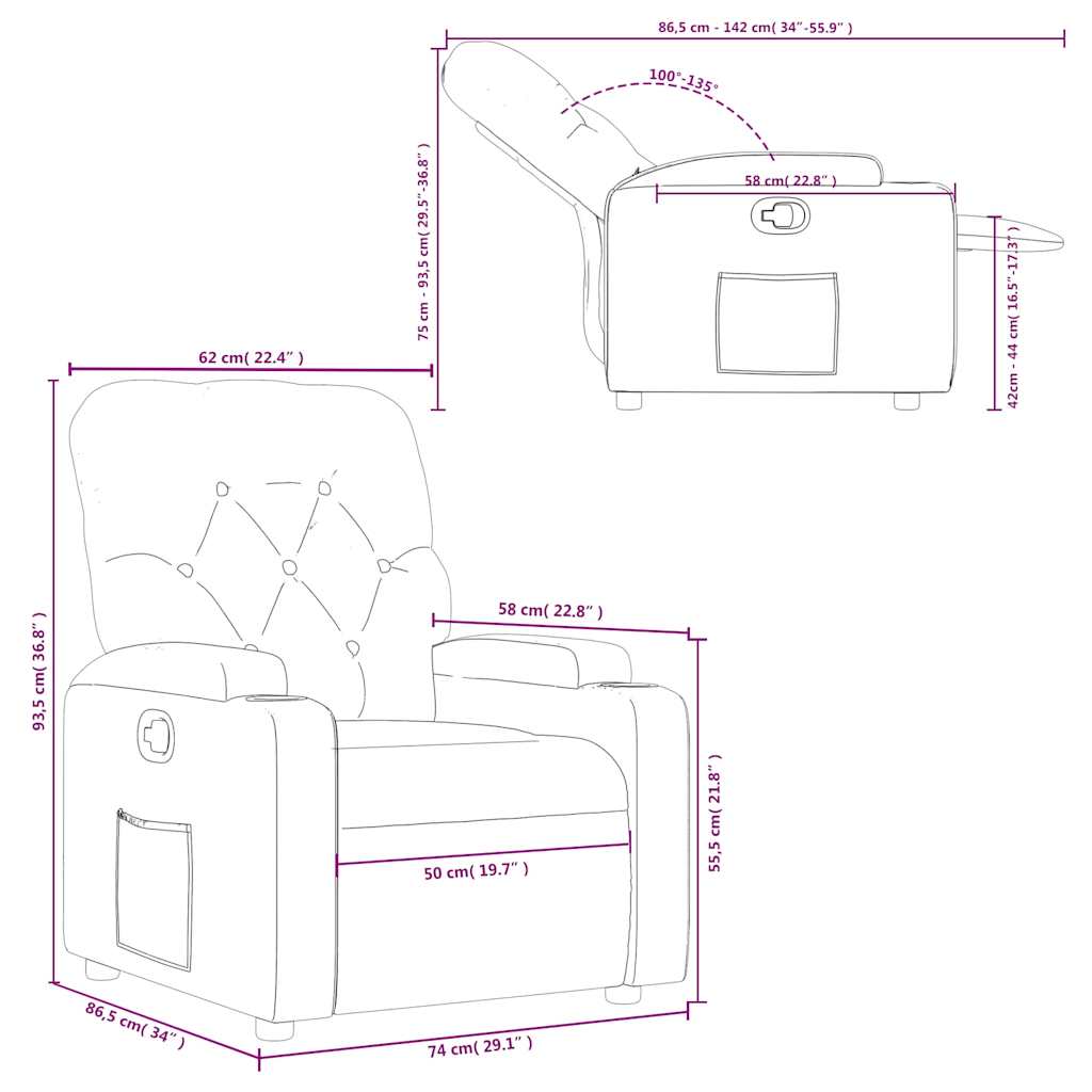 Relaxfauteuil Donkergrijze Stof 1