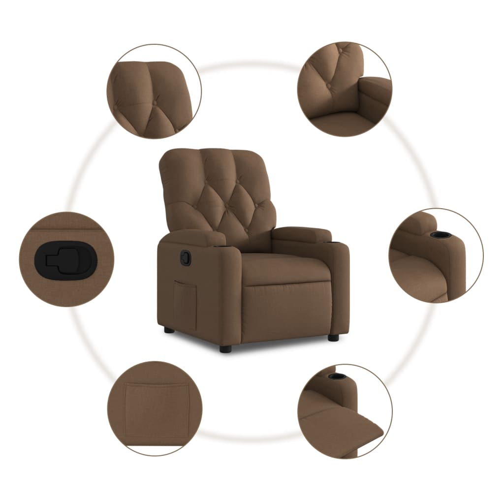 Fauteuil verstelbaar stof bruin