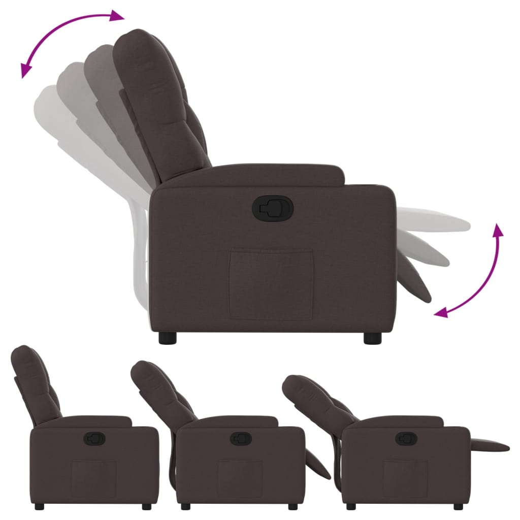 Fauteuil verstelbaar stof donkerbruin