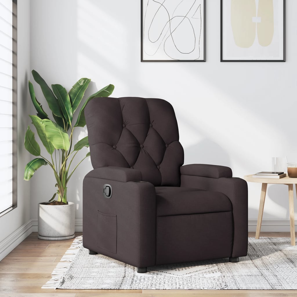 Fauteuil verstelbaar stof donkerbruin