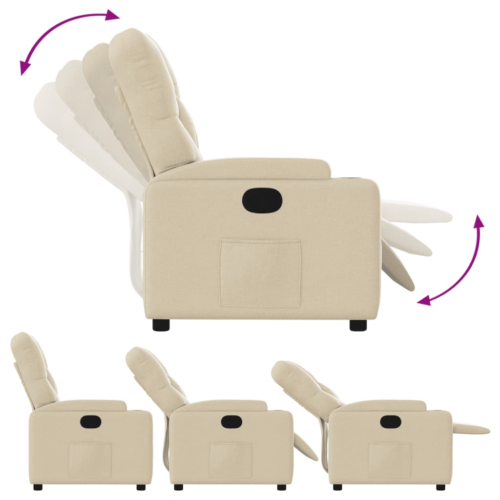 Fauteuil verstelbaar stof crèmekleurig