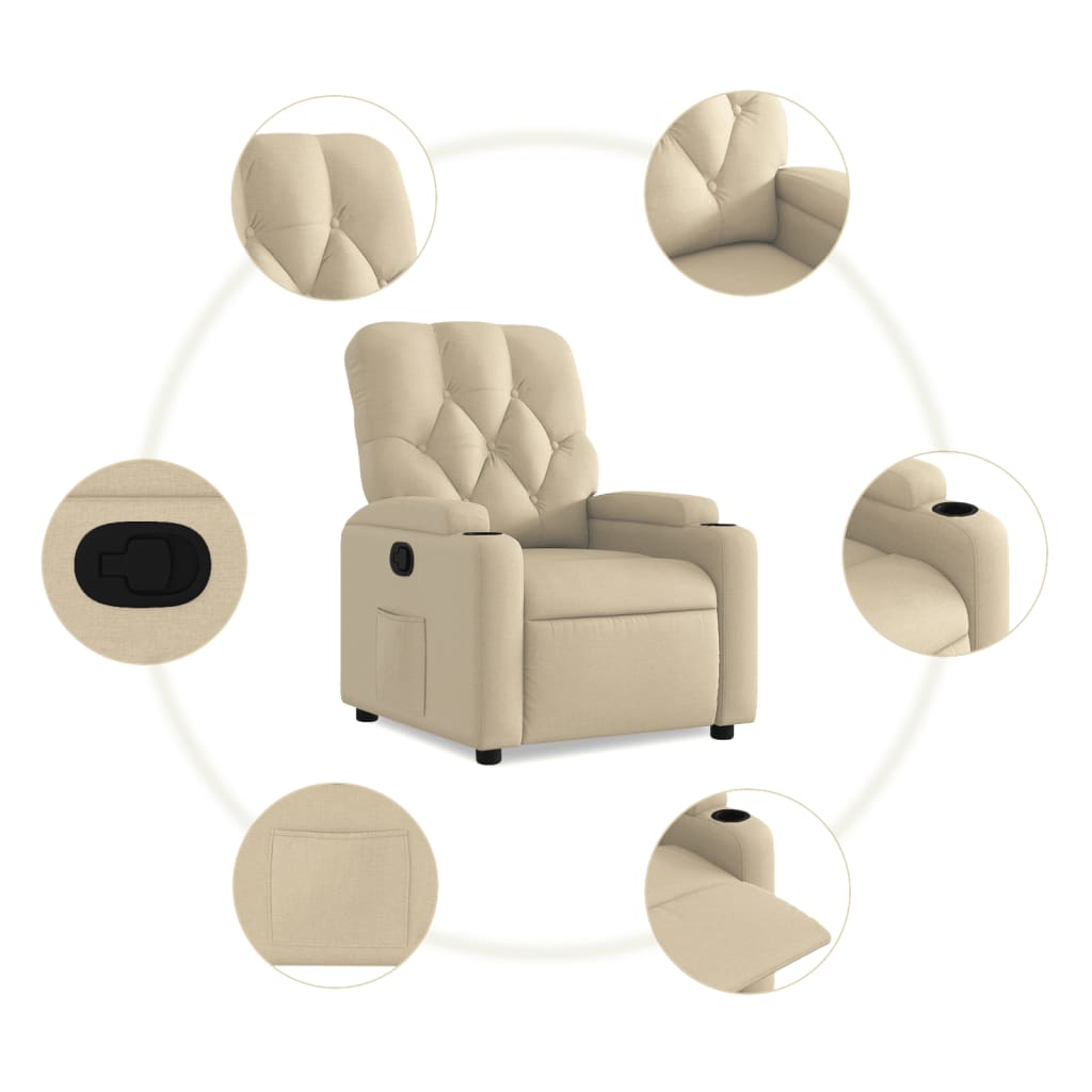 Fauteuil verstelbaar stof crèmekleurig