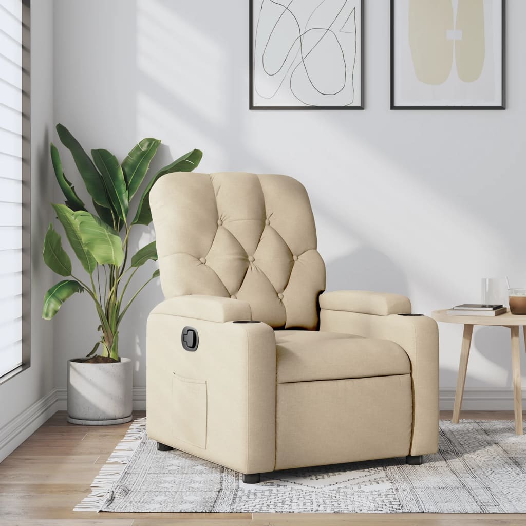 Fauteuil verstelbaar stof crèmekleurig