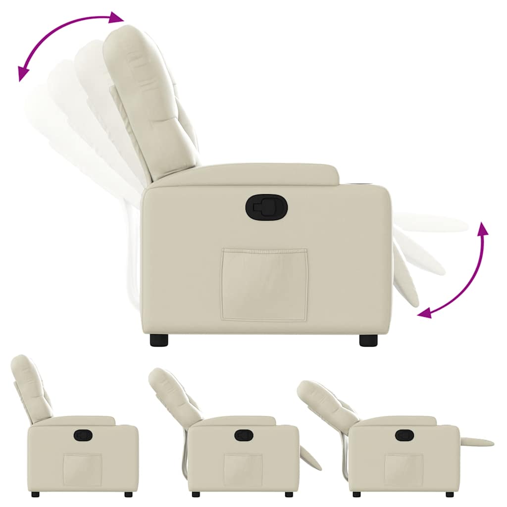 Fauteuil verstelbaar kunstleer crèmekleurig