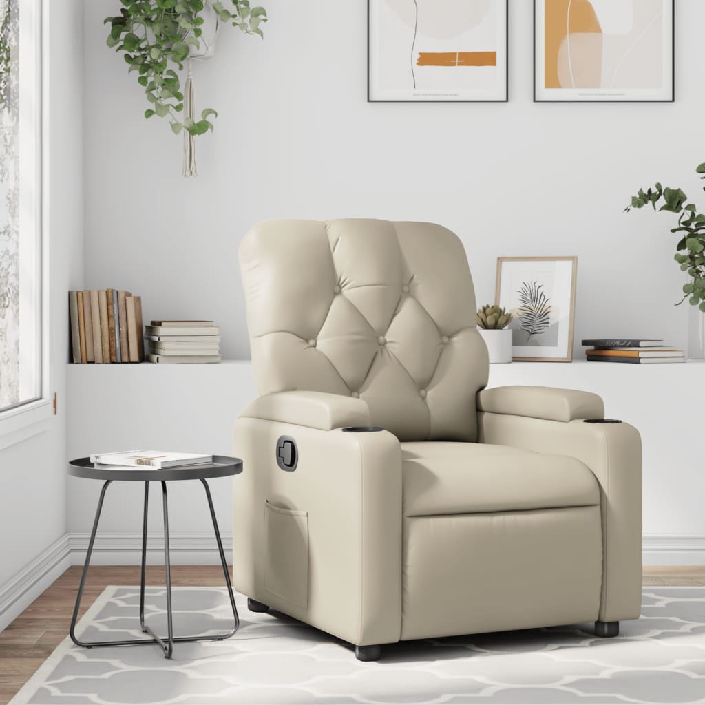 Fauteuil verstelbaar kunstleer crèmekleurig