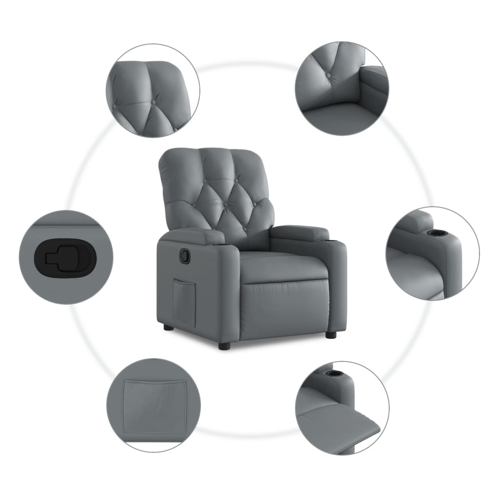 Fauteuil verstelbaar kunstleer grijs