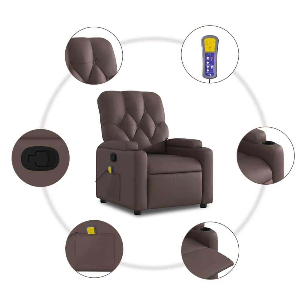 Massagestoel verstelbaar kunstleer bruin