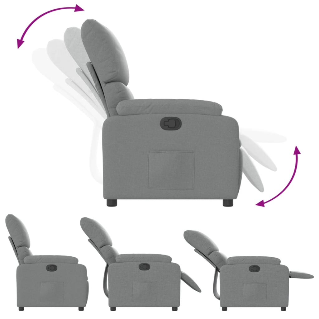 Fauteuil verstelbaar stof lichtgrijs