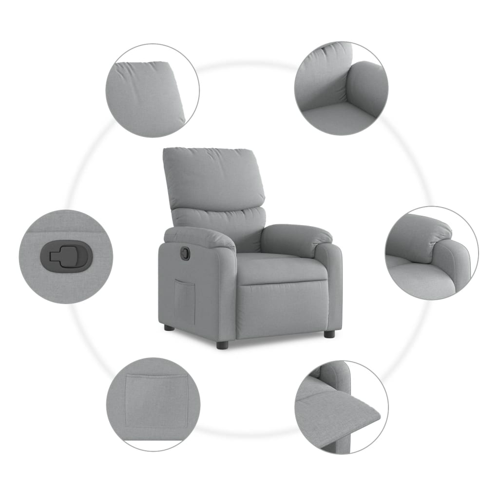 Fauteuil verstelbaar stof lichtgrijs