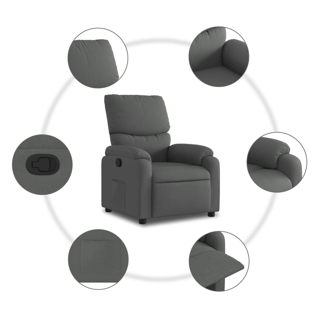 Fauteuil verstelbaar stof donkergrijs