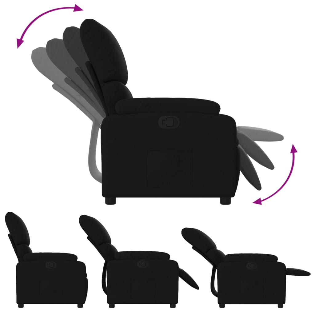 Fauteuil verstelbaar stof zwart
