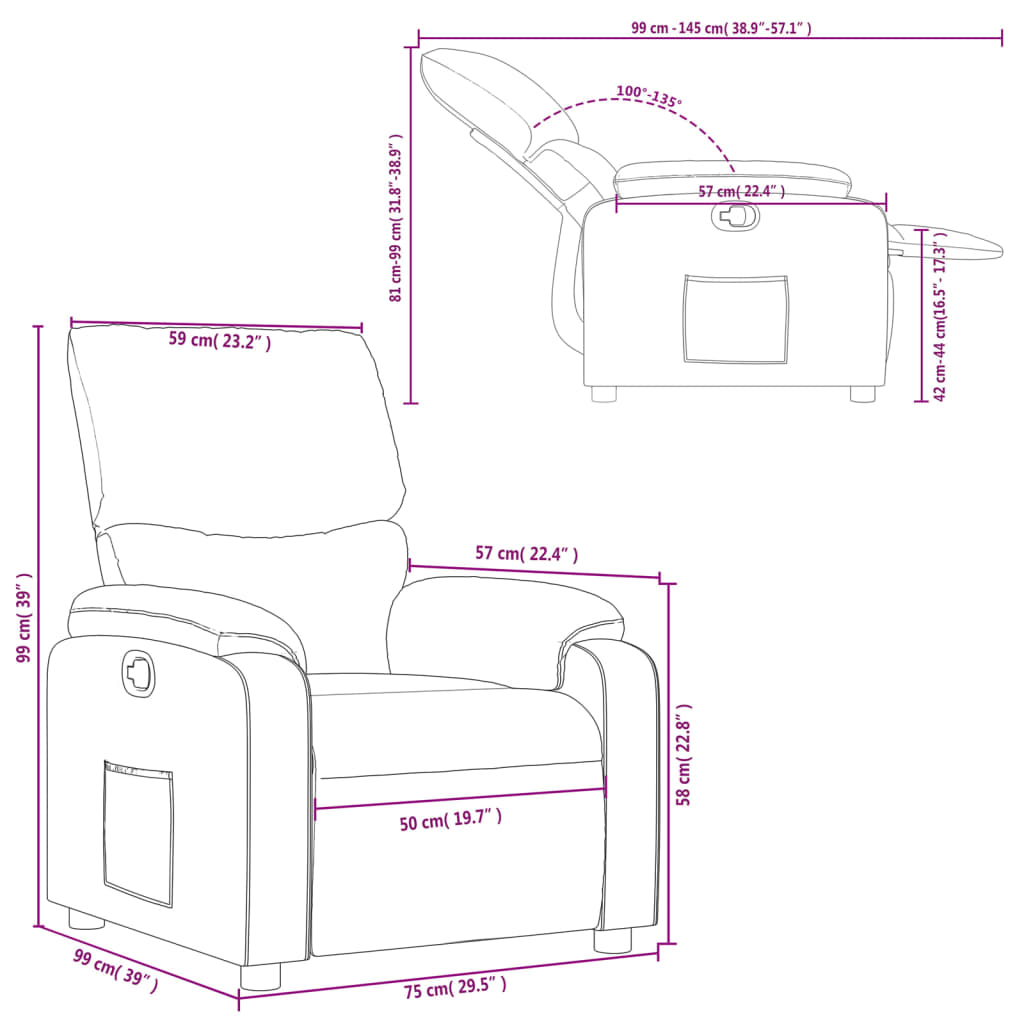 Fauteuil verstelbaar stof zwart