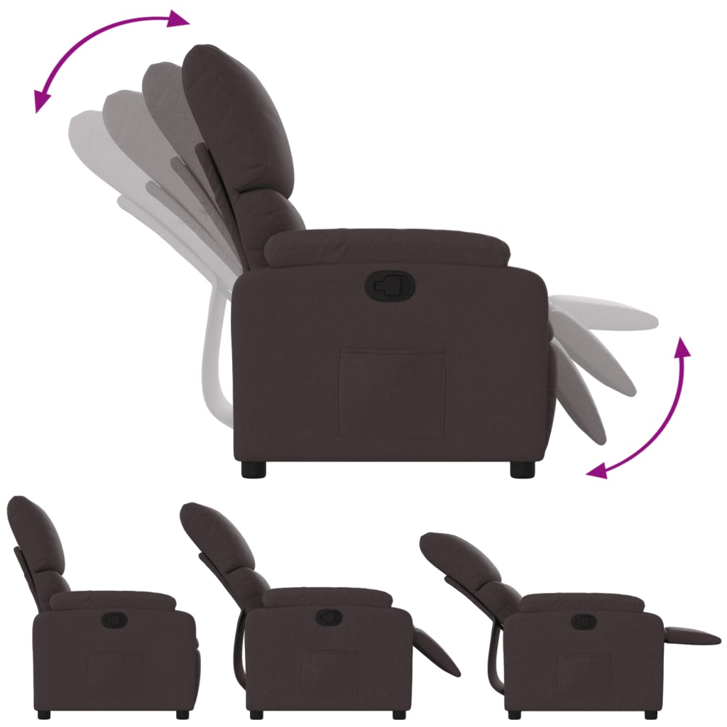 Fauteuil verstelbaar stof donkerbruin