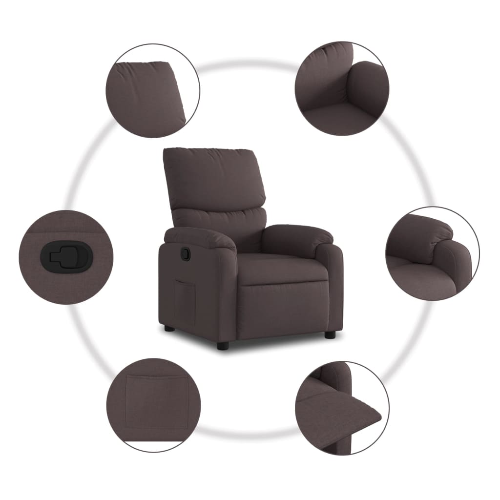 Fauteuil verstelbaar stof donkerbruin
