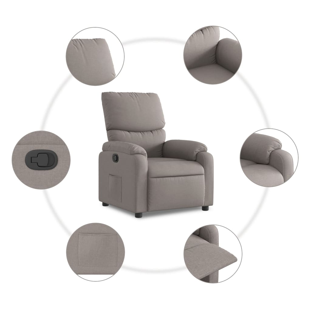 Fauteuil verstelbaar stof taupe