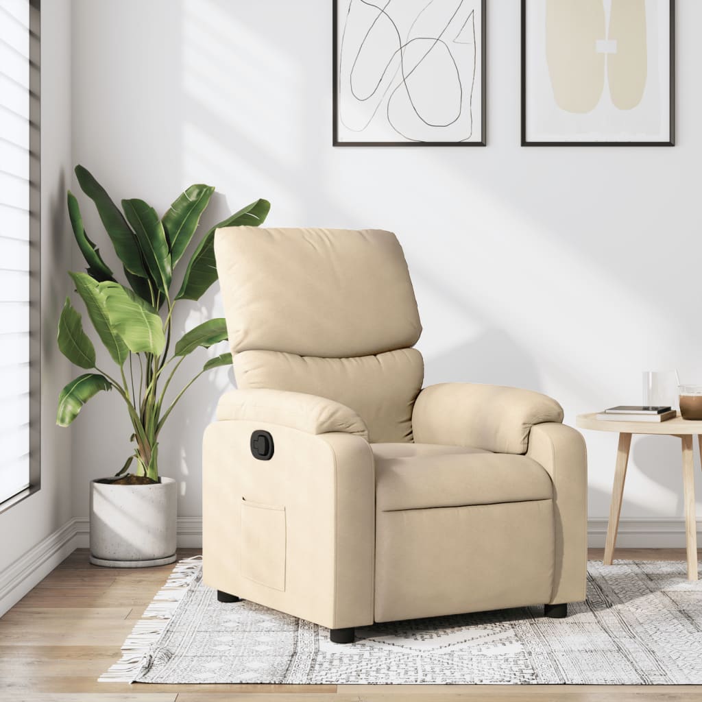 Fauteuil verstelbaar stof crèmekleurig