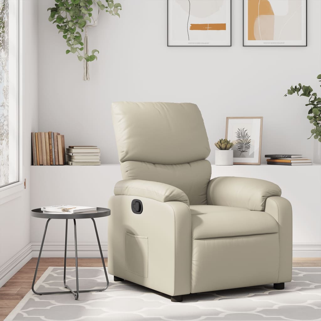 Fauteuil verstelbaar kunstleer crèmekleurig