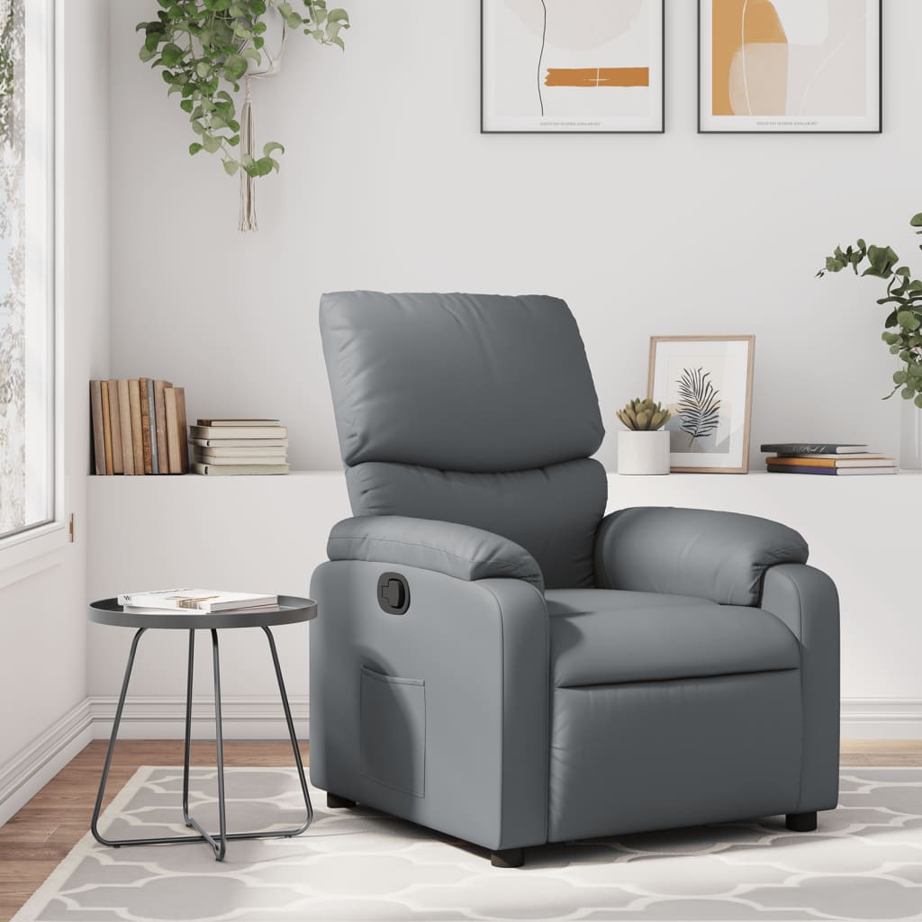 Fauteuil verstelbaar kunstleer grijs