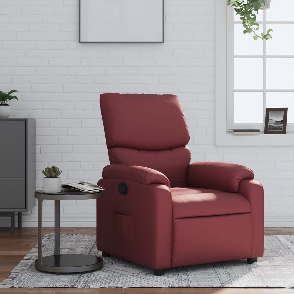 Fauteuil verstelbaar kunstleer wijnrood