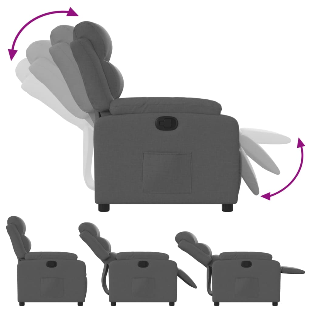 Fauteuil verstelbaar stof donkergrijs