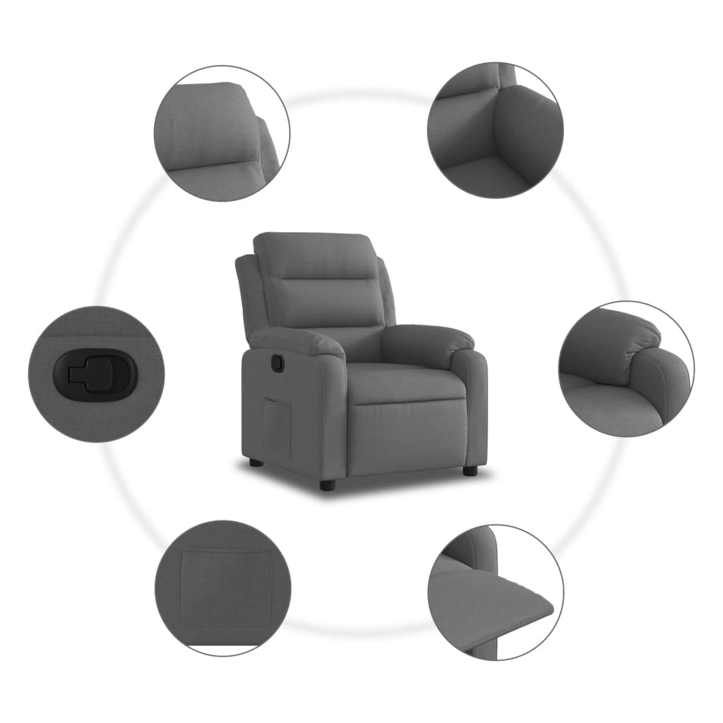 Fauteuil verstelbaar stof donkergrijs