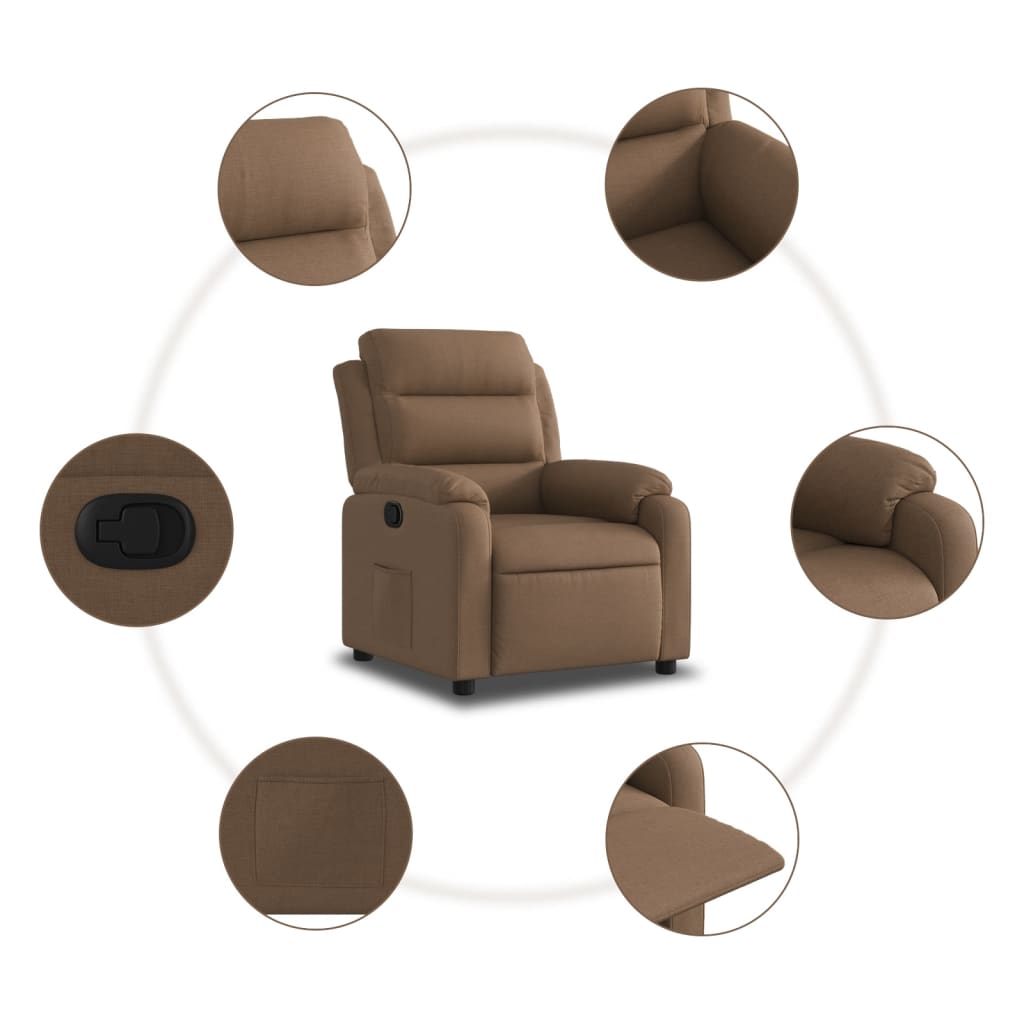 Fauteuil verstelbaar stof bruin