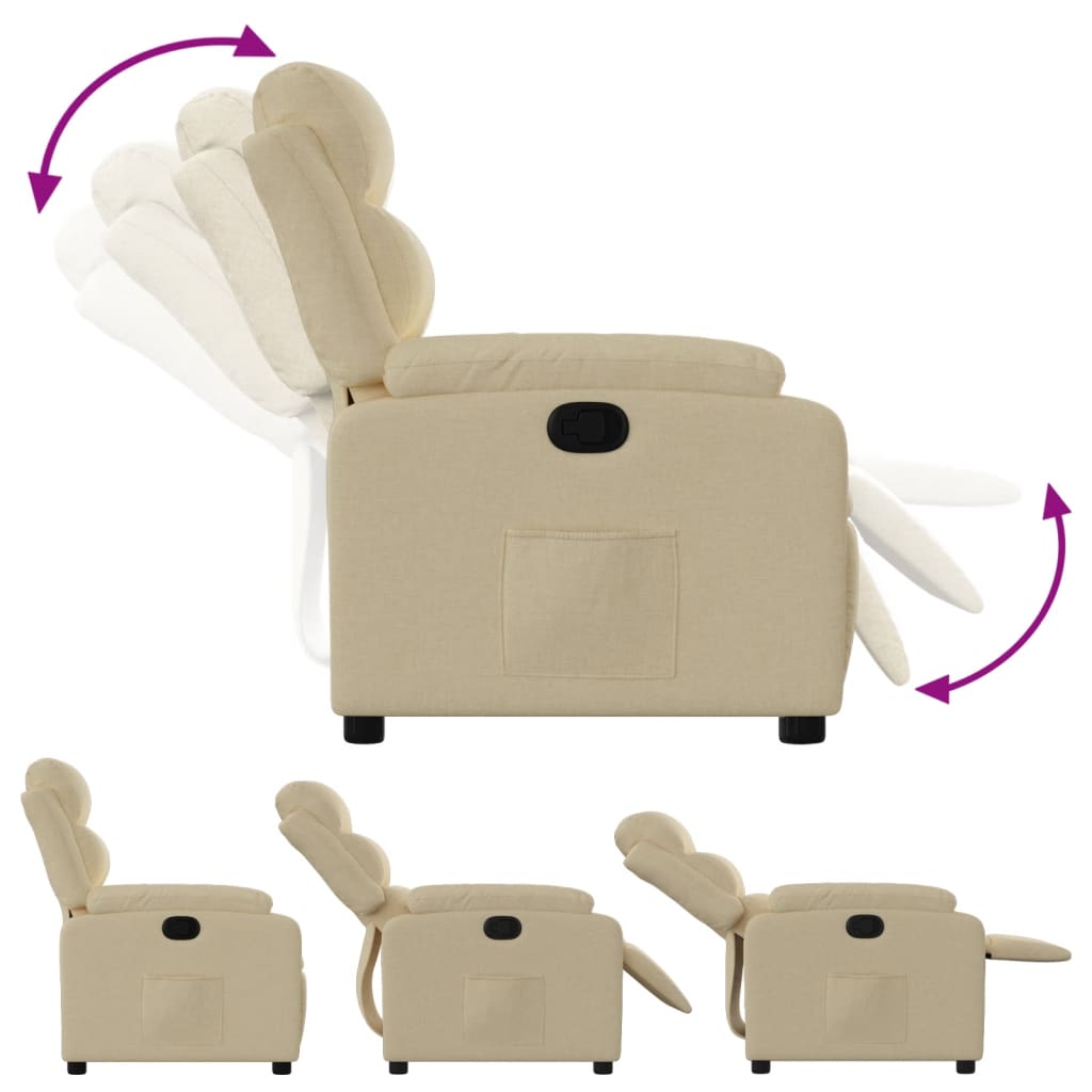 Fauteuil verstelbaar stof crèmekleurig