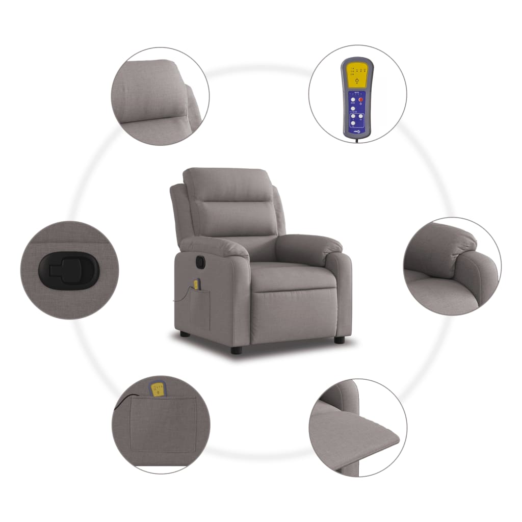 Massagestoel verstelbaar stof taupe