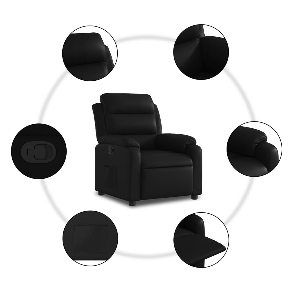 Fauteuil verstelbaar kunstleer zwart