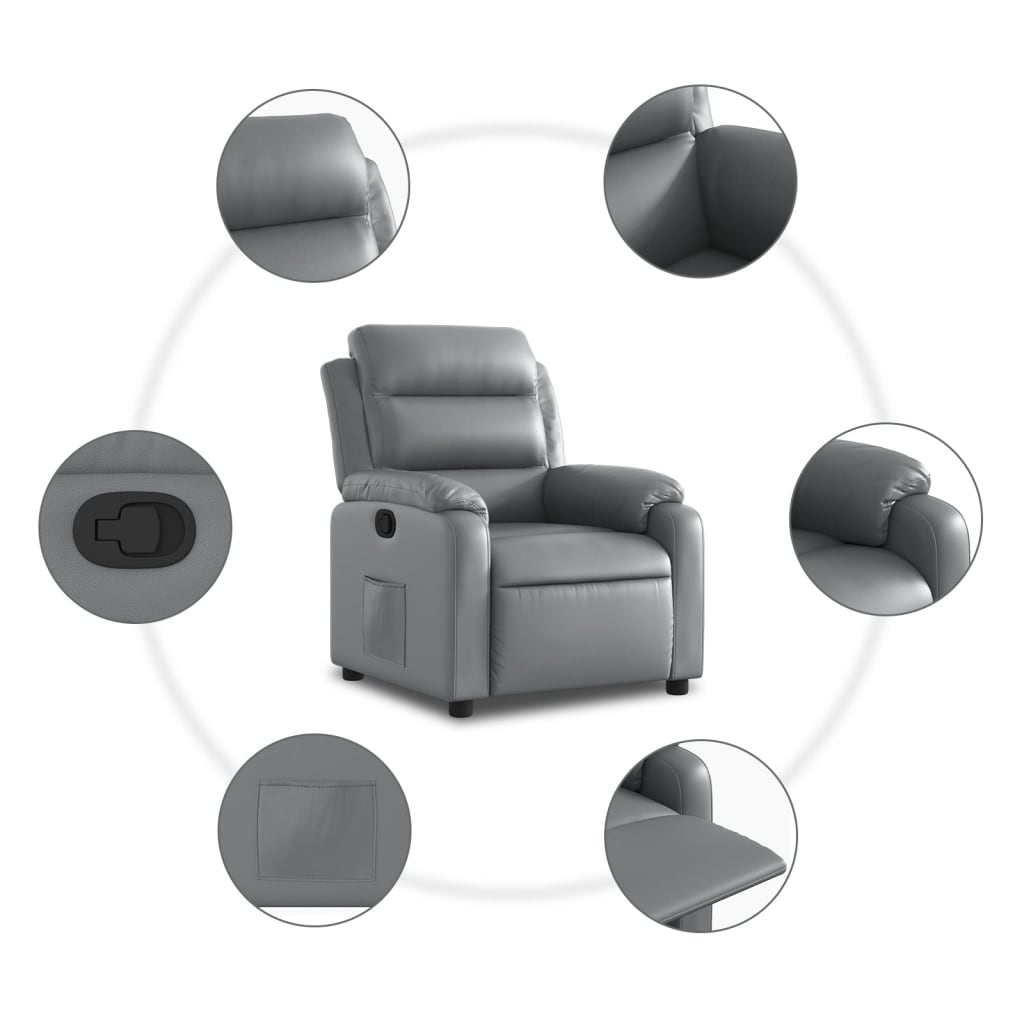 Fauteuil verstelbaar kunstleer grijs