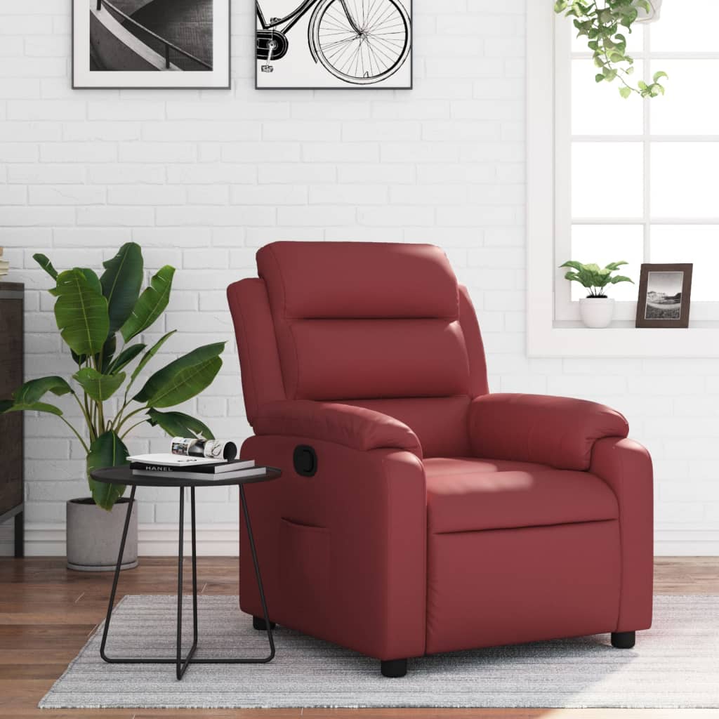 Fauteuil verstelbaar kunstleer wijnrood