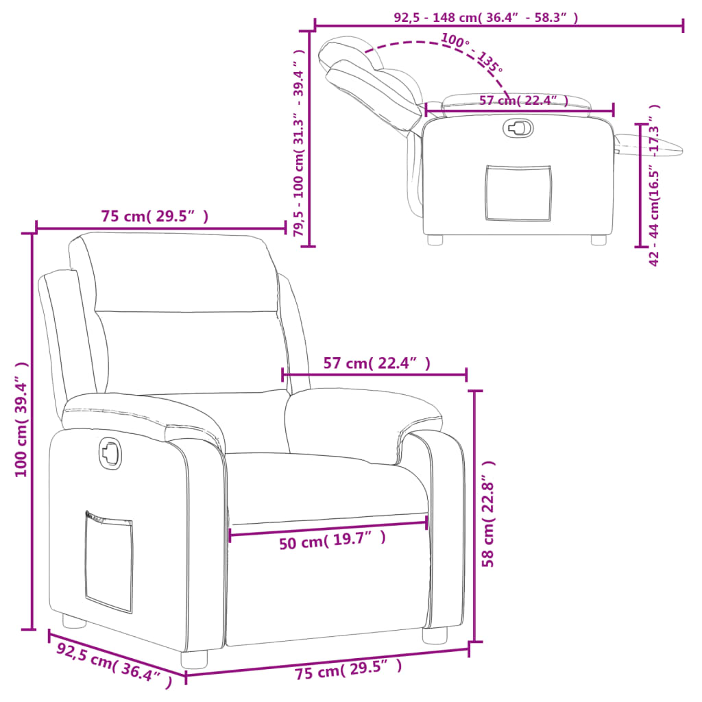 Fauteuil verstelbaar kunstleer rood