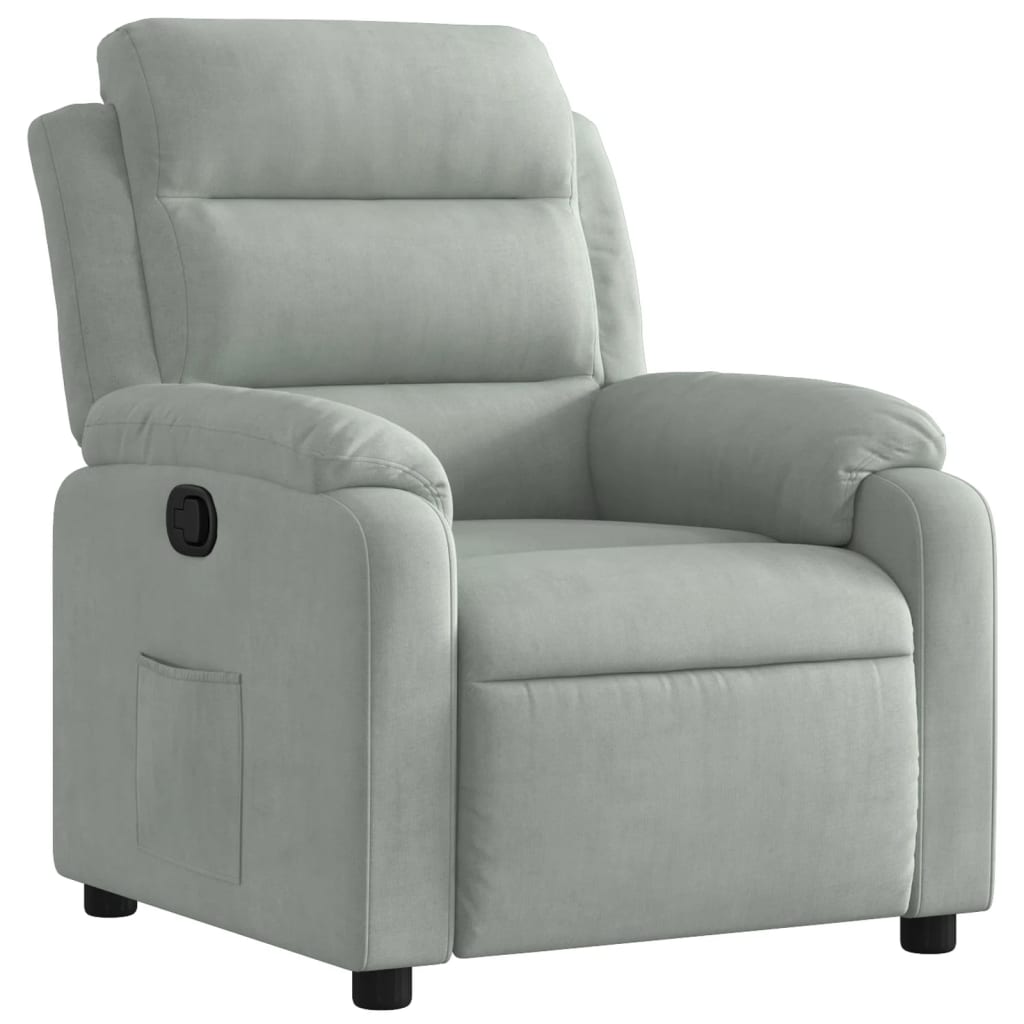 Fauteuil verstelbaar fluweel lichtgrijs