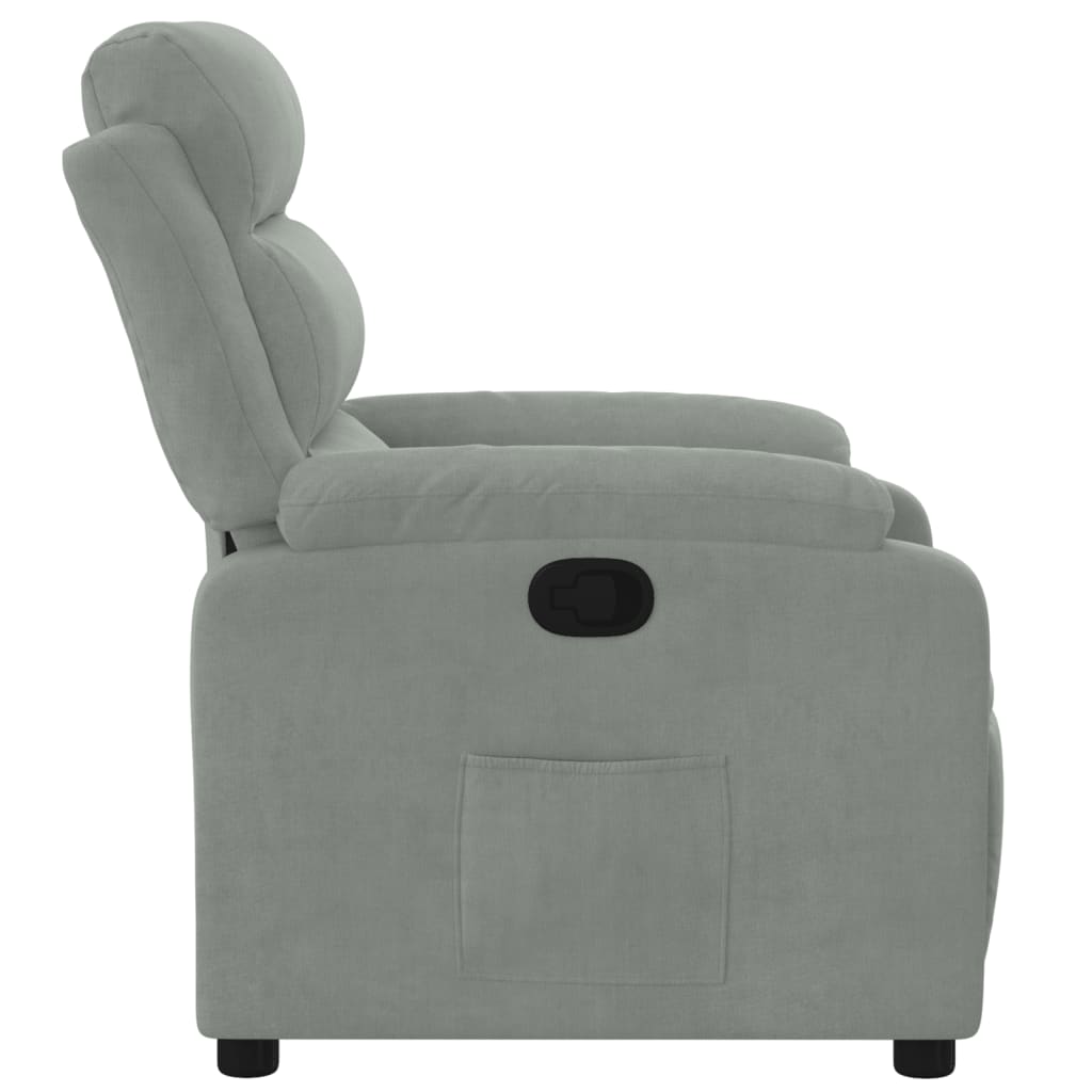 Fauteuil verstelbaar fluweel lichtgrijs