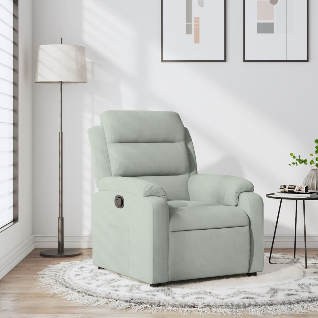 Fauteuil verstelbaar fluweel lichtgrijs