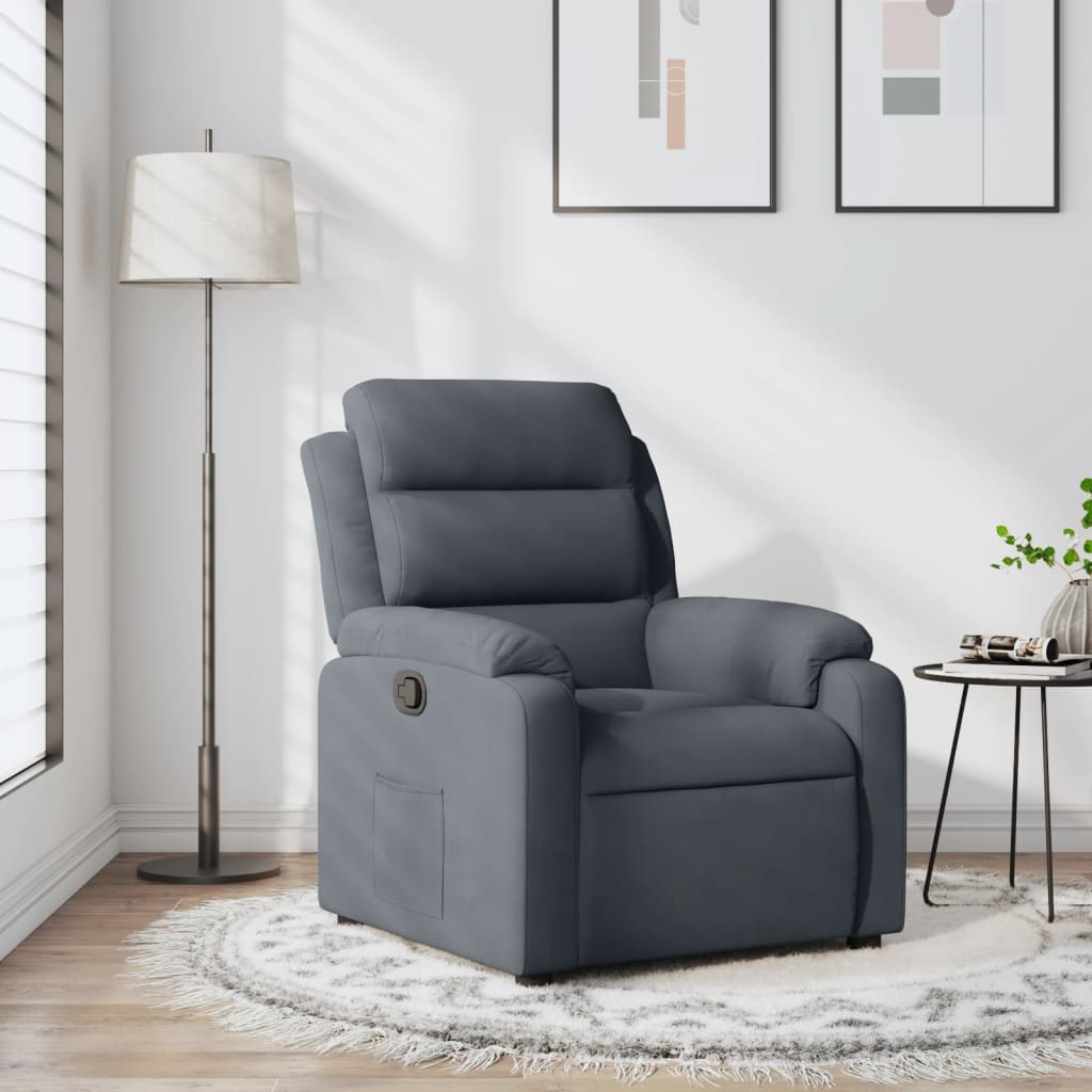 Fauteuil verstelbaar fluweel donkergrijs
