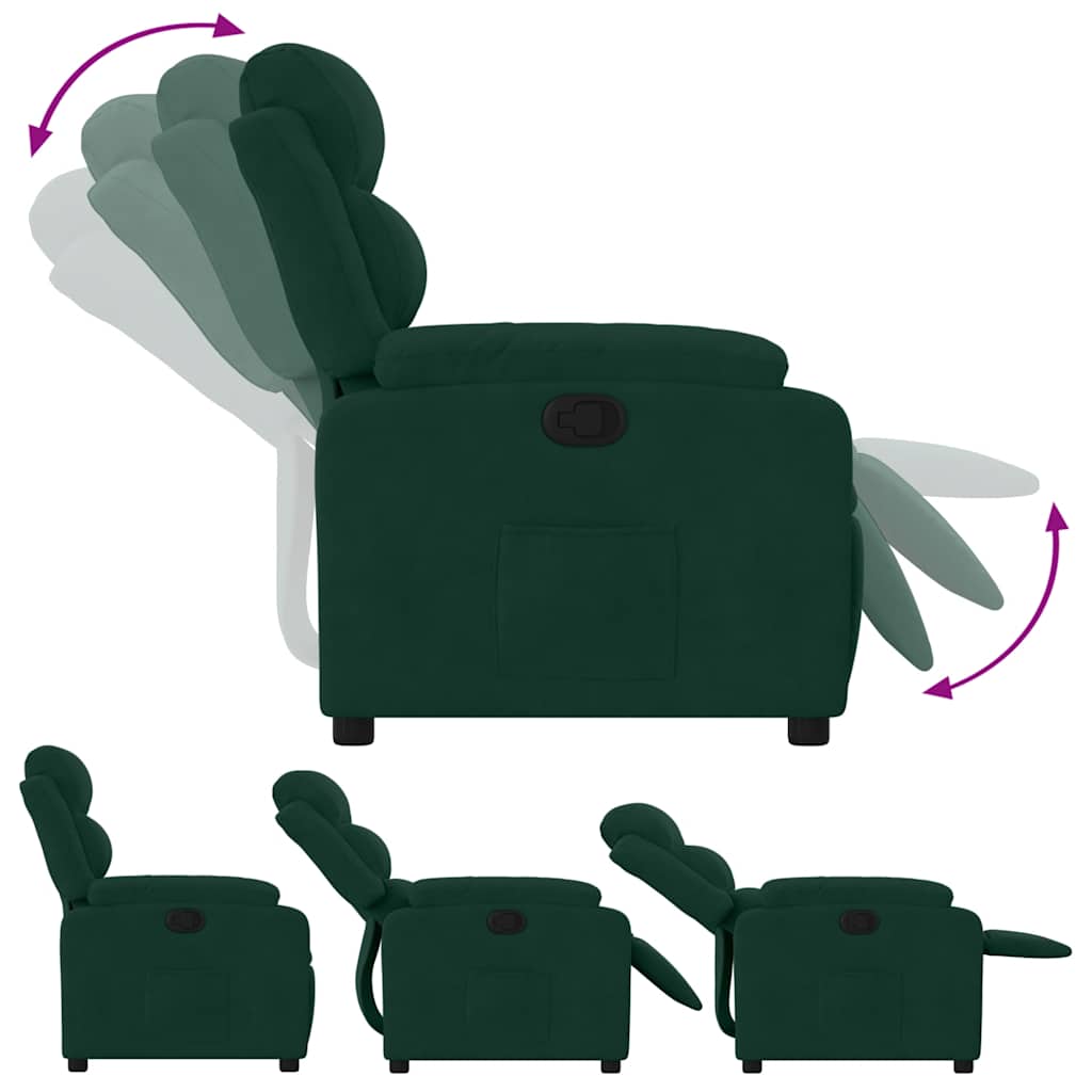 Fauteuil verstelbaar fluweel donkergroen