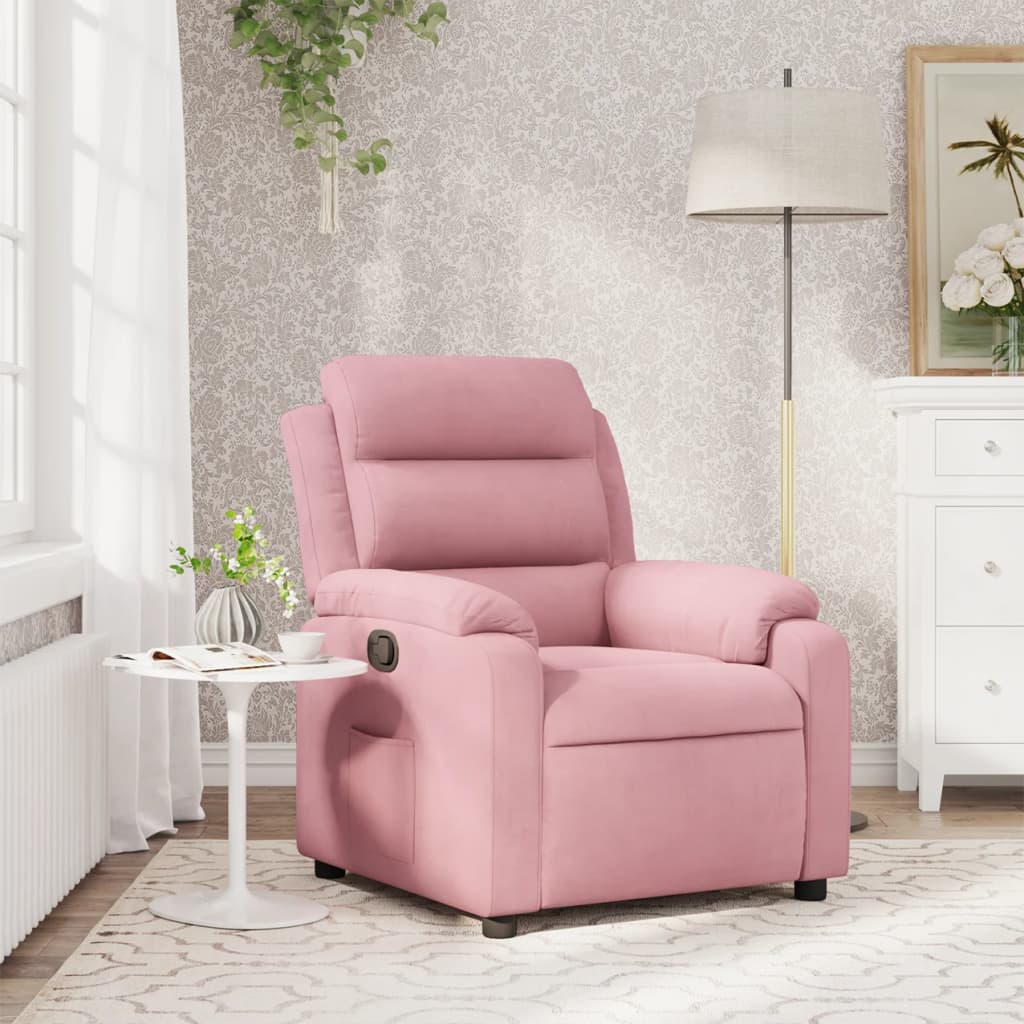 Fauteuil verstelbaar fluweel roze