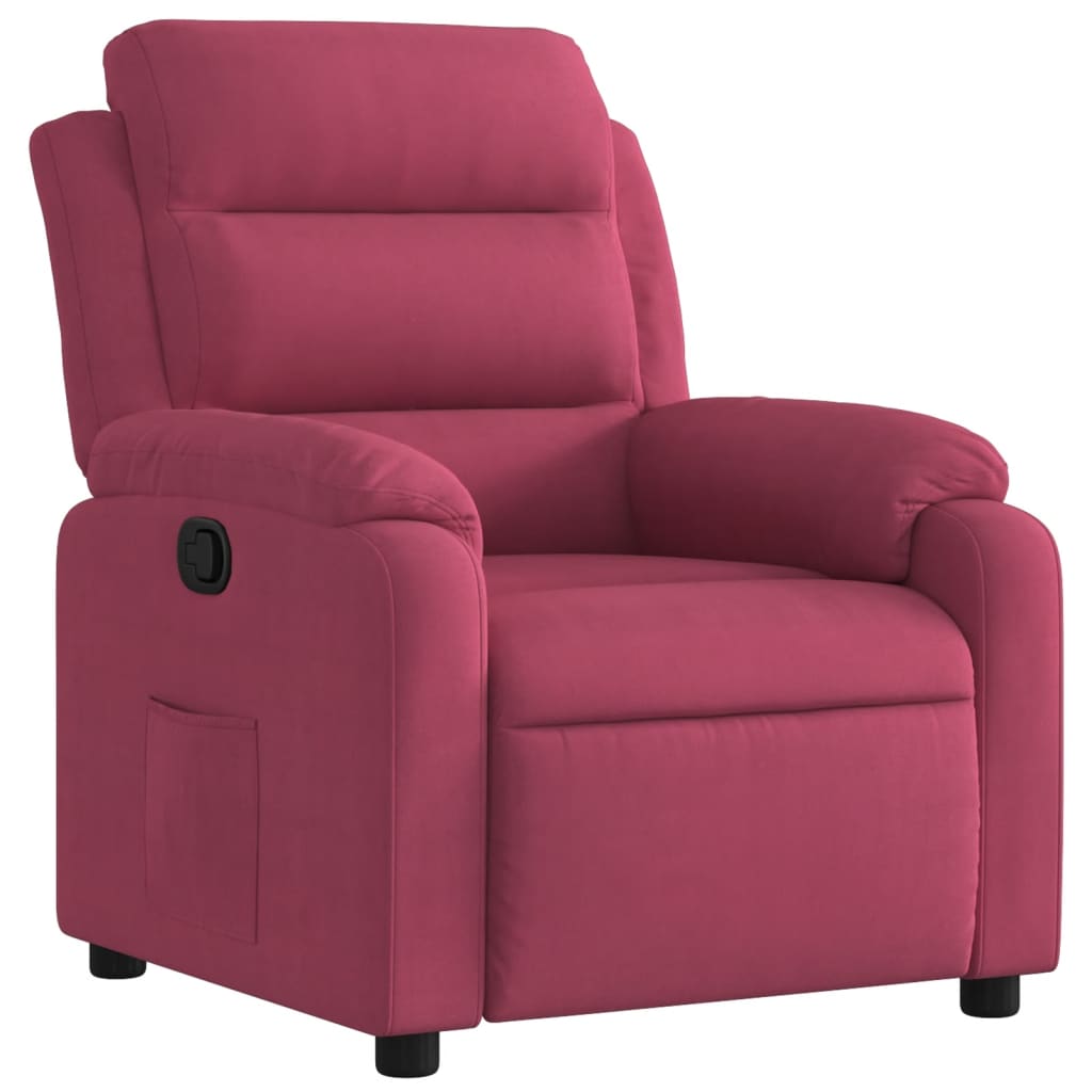 Fauteuil verstelbaar fluweel wijnrood