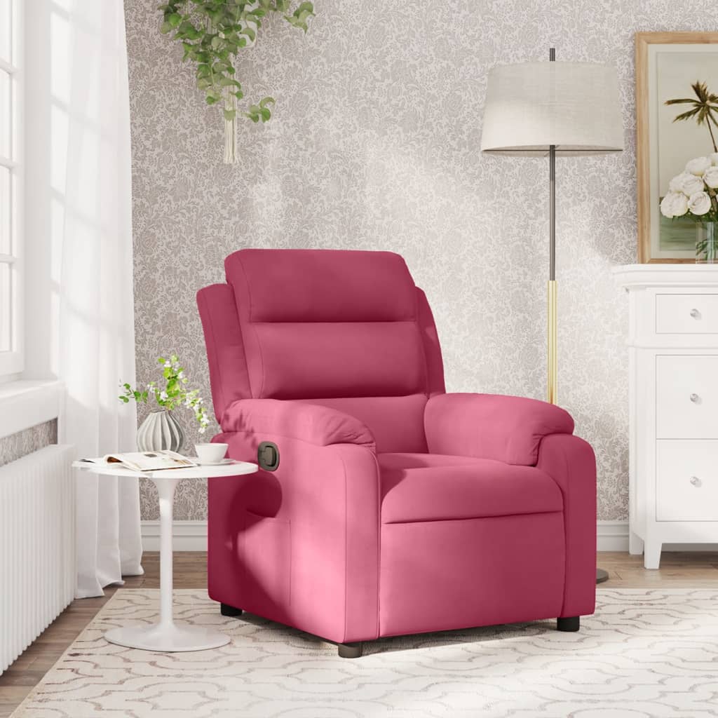 Fauteuil verstelbaar fluweel wijnrood