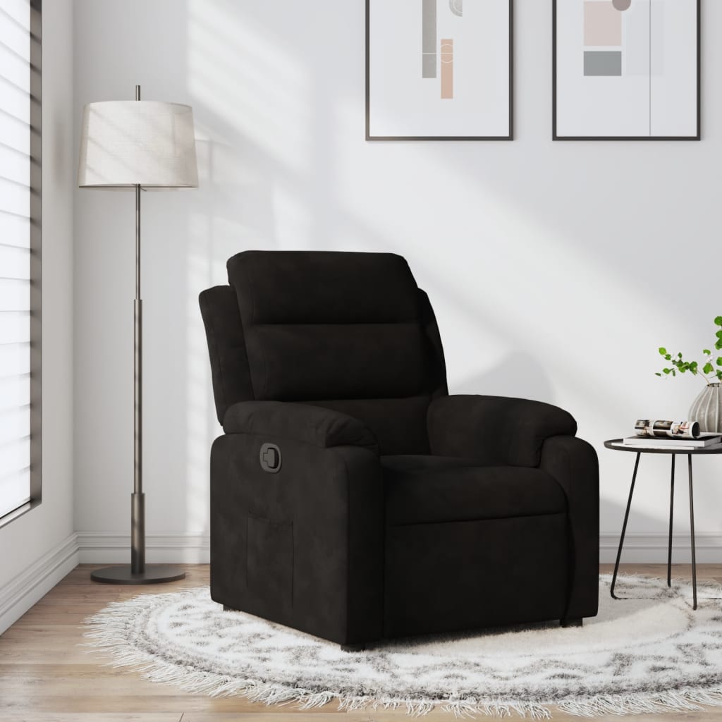 Fauteuil verstelbaar fluweel zwart