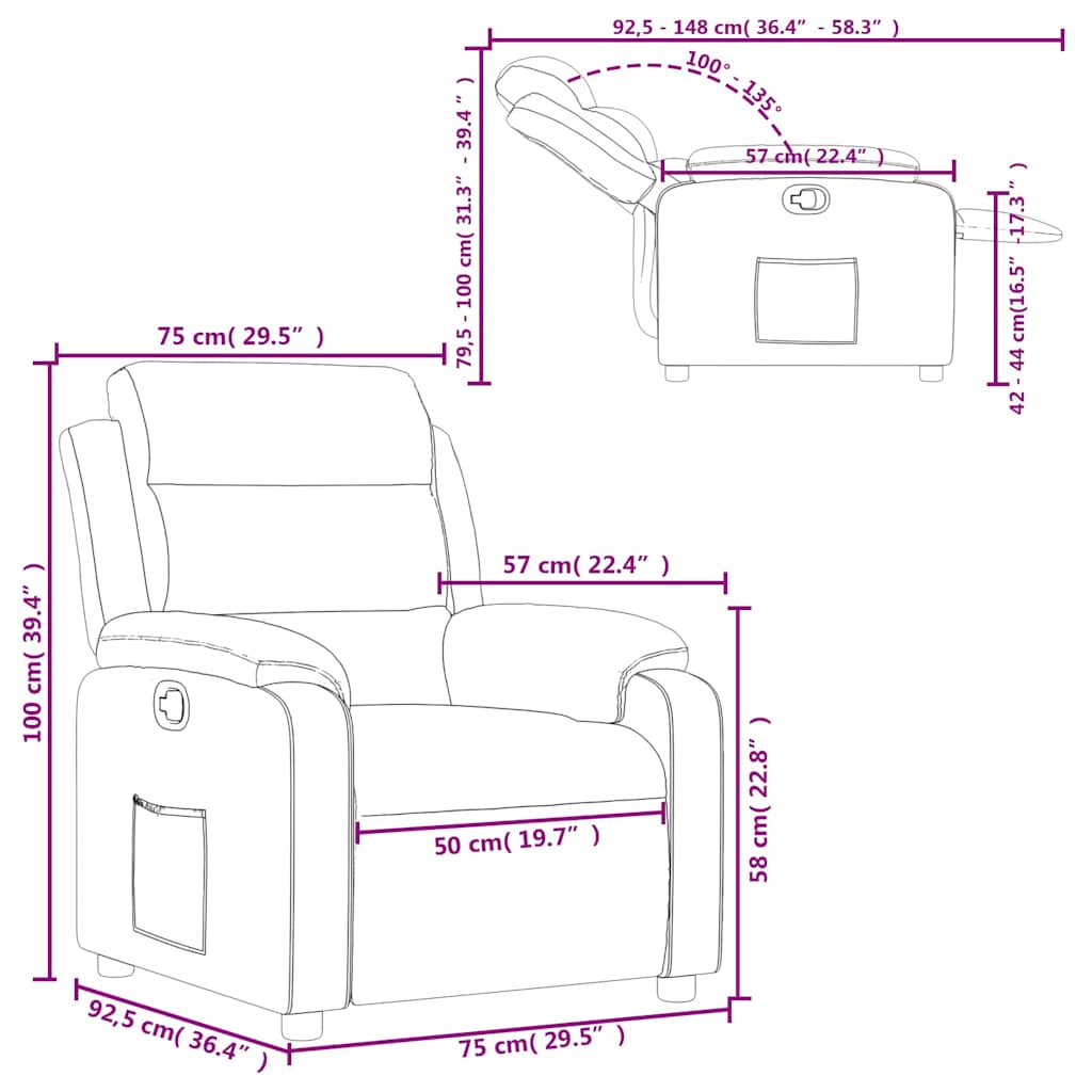Fauteuil verstelbaar fluweel geel