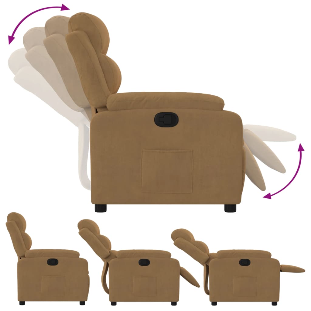Fauteuil verstelbaar fluweel bruin