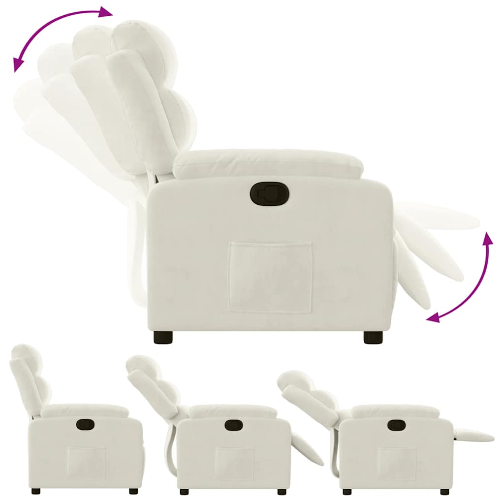 Fauteuil verstelbaar fluweel crèmekleurig