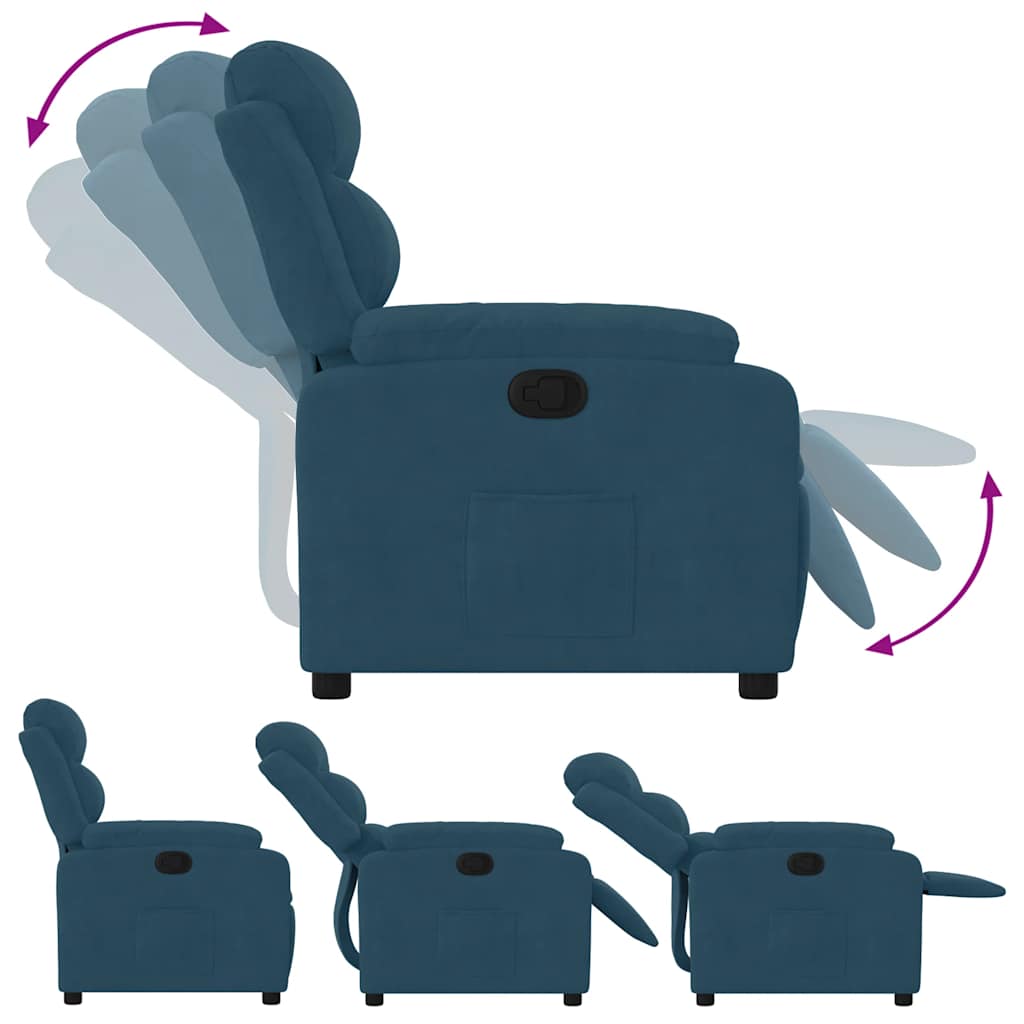 Fauteuil verstelbaar fluweel blauw