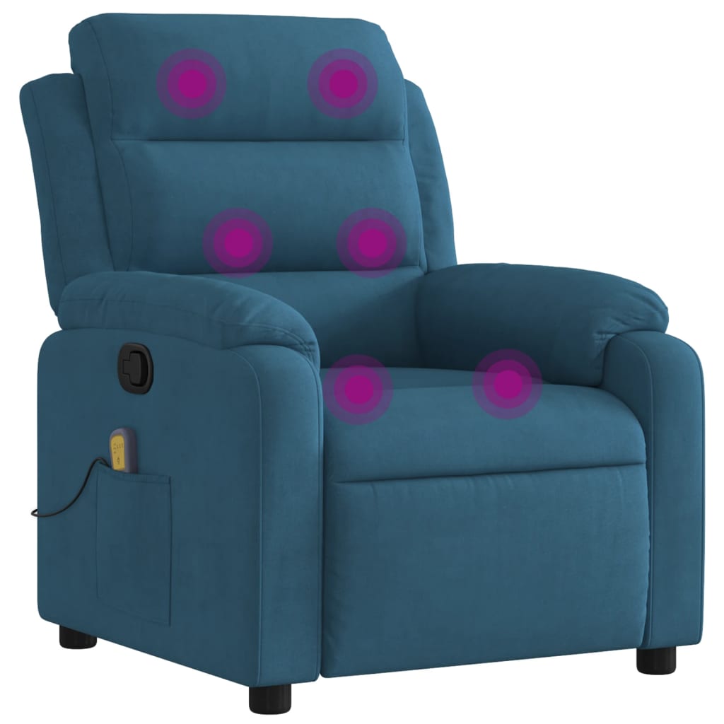 Massagestoel verstelbaar fluweel blauw