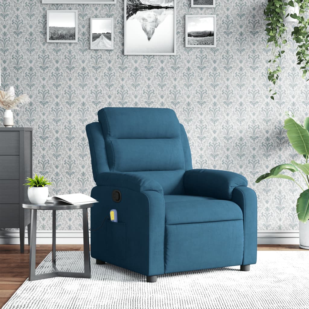 Massagestoel verstelbaar fluweel blauw